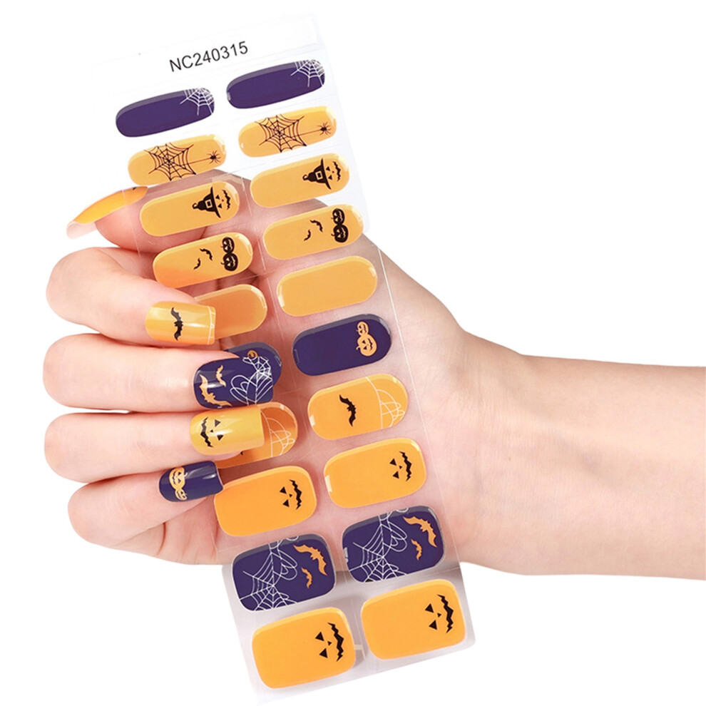 Yellow (20Pcs, ) Halloween Nail Stickers, Spooky Spider Web Manicure Stickers Nail Decals For Nail Diy Supplies