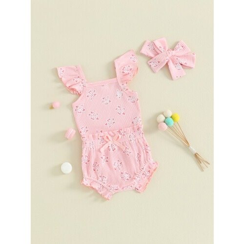 (3-6 Months, Pink) Conjunto de shorts de verano. 2