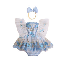 (0-3 Months, Blue) Tutina da bambina capelli inclusa.