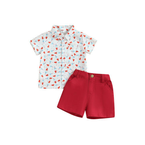 (18-24 Months, Red) Σετ ρούχων 4ης σορτς παγωτού