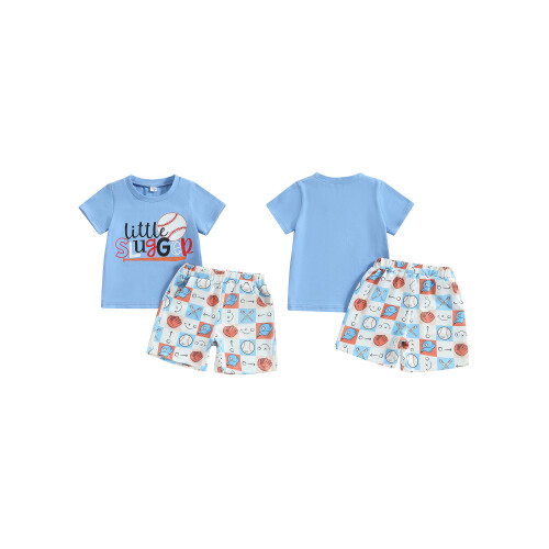 (18-24 Months, Blue) Σετ καλοκαιρινών σορτς σορτς μπέιζμπολ. 1