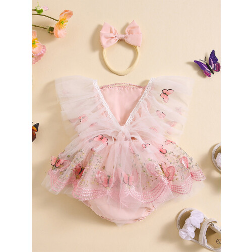 (12-18 Months, Pink) Tutina da bambina capelli inclusa. 1