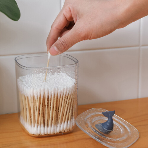 Multifunktionale transparente ABS-Badezimmerdose mit Deckel für Wattestäbchen 150 ml 2
