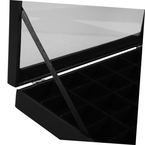 Rock Collection Display Case PU Leather 36Grid Mineral Specimen Storage Box with Lid Dustproof 2