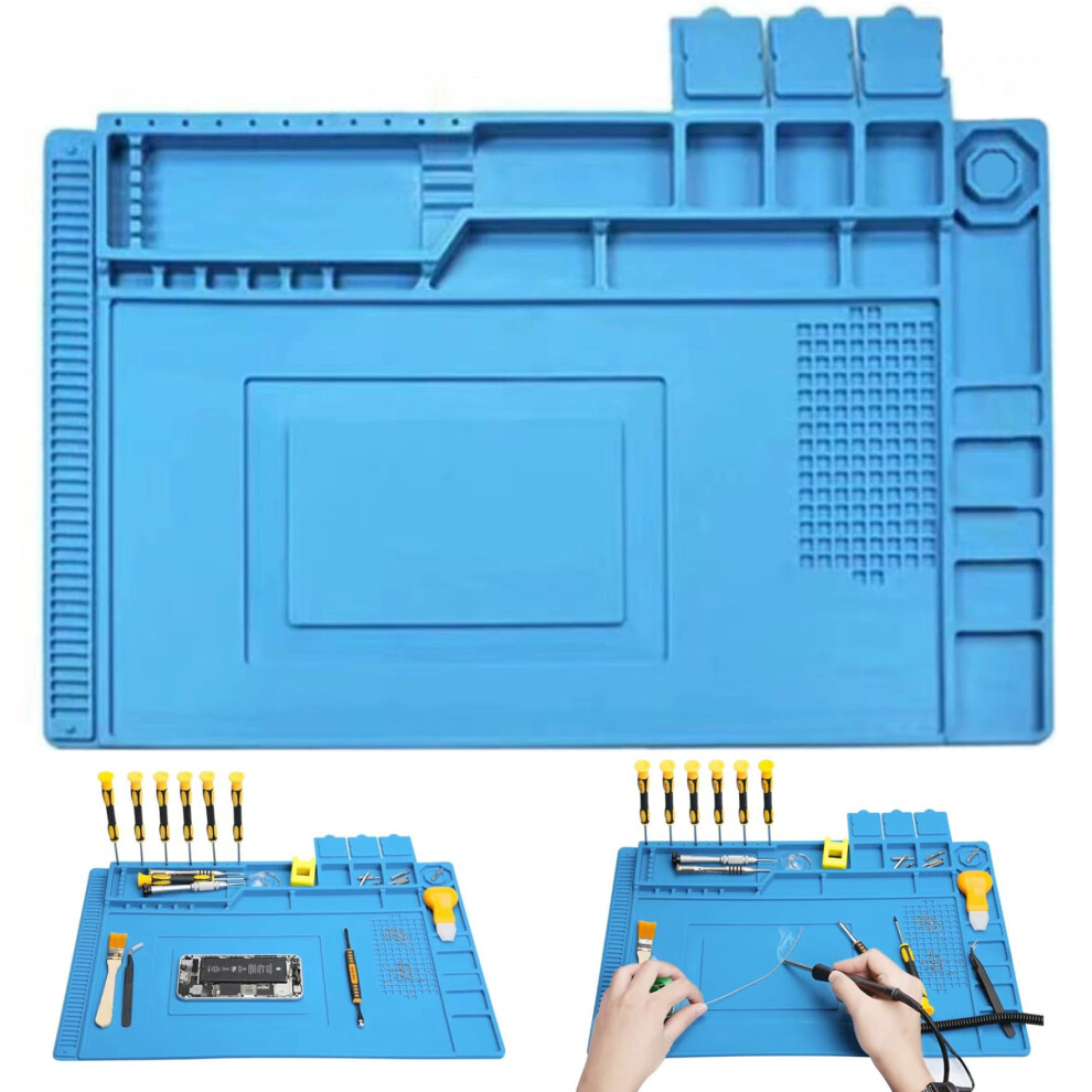 18X12 Inch Silicone Soldering Mat With Magnetic Parts Storage, Antistatic Heat Resistant Workbench Mat For Electronics 9169991157924
