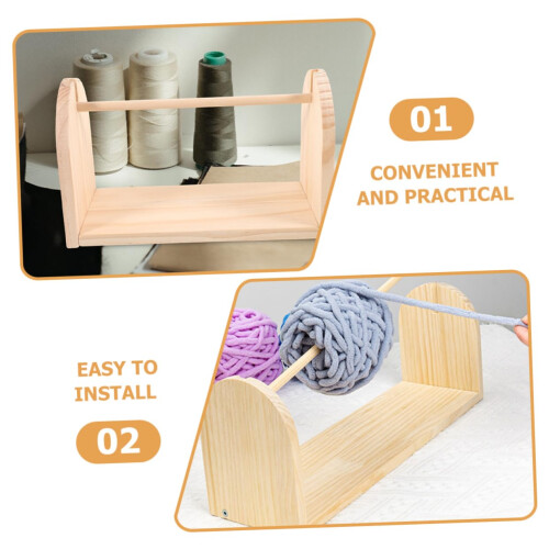 Wooden Spool Holder Rotatable Thread Organizer for Home Sewing Tangle SpaceSaving Design 1