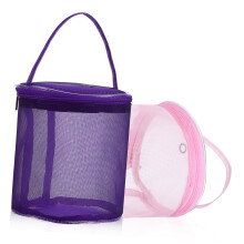 Crochet Yarn Storage Bag with Mesh Design and Smooth Zipper Access, Knitting and Crochet Organizer Purple Pink