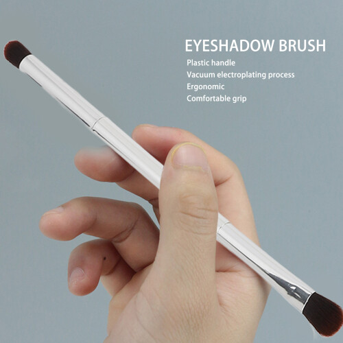 2pcs Silver Double Ended Eyeshadow Brush Set Soft Fiber Eye Makeup Tools 2