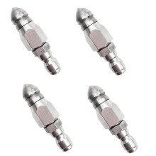 4X Hochdruck Reiniger Sewer Jetter Düse mit Edelstahl, Langlebige Kanalisations Düse, 1/4 Zoll Schnell Anschluss