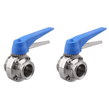 2X Valvola Un Farfalla con Impugnatura Un Grilletto Blu Acciaio Inossidabile 304 Tri-Clamp (Valvola Un Farfalla Tri Clamp da 1,5 Pollici)