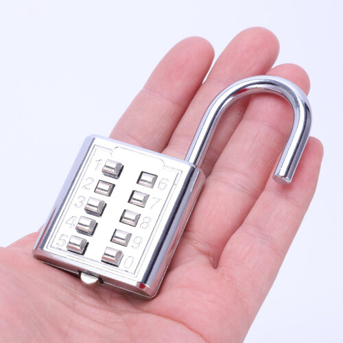 10X Anti-Theft Button Combination Padlock Digit Push Password Lock Zinc Alloy Security Lock Suitcase Luggage Coded Lock 2