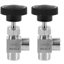 2X Needle Valve Adjustable Needle Valve 1/4 Inch Right Angle Female Thread BSP SS304 for Water Gas Oil