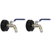 2X IBC Outlet Tap Tank 3/4Inch Drain Adapter S60X6 1000 L Tank Rainwater Container Brass Hose Faucet Valve