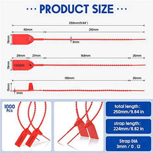 2000 Pcs Plastic Tamper Seals Fire Extinguisher Tags Security Tags Seals Safety Numbered Zip Ties Labels 1