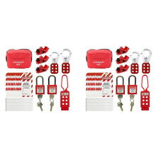 2X Kit Tagout Blocco Elettrico - Kit Tag Blocco con Cerniere, Blocco Interruttore Automatico, Lucchetto di Sicurezza (4 Chiavi per Blocco)