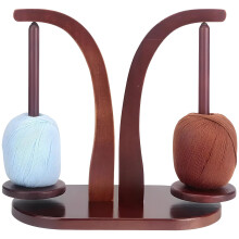 Rotating Bamboo Yarn Holder with Dual Hooks and Stable Base for Smooth Knitting and Crochet