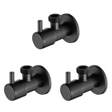 3X Black Angle Valve 304 Stainless Steel Water Stop Valve Leak-Proof Water Cold and Hot General Bathroom Accessories