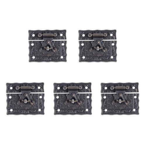 5X Wood Case Chest Box Rectangle Clasp Closure Hasp Latches Bronze Tone