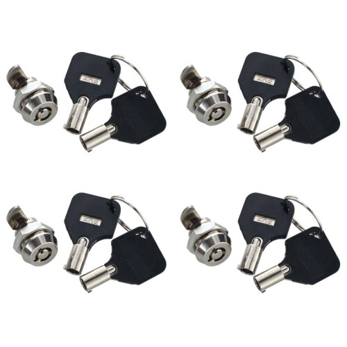 4pcs 12mm Threaded Keyed Quarter Turn Cam Lock for Drawer Box Locker