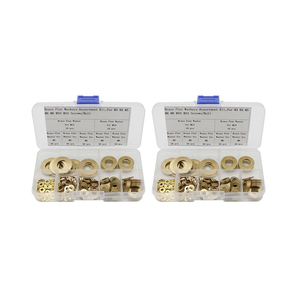 Brass Flat Washer Assortment Set,Copper Gasket Gasket Flat Ring Seal Assortment Kit(420 Pcs,M3-M12) 6033457972945