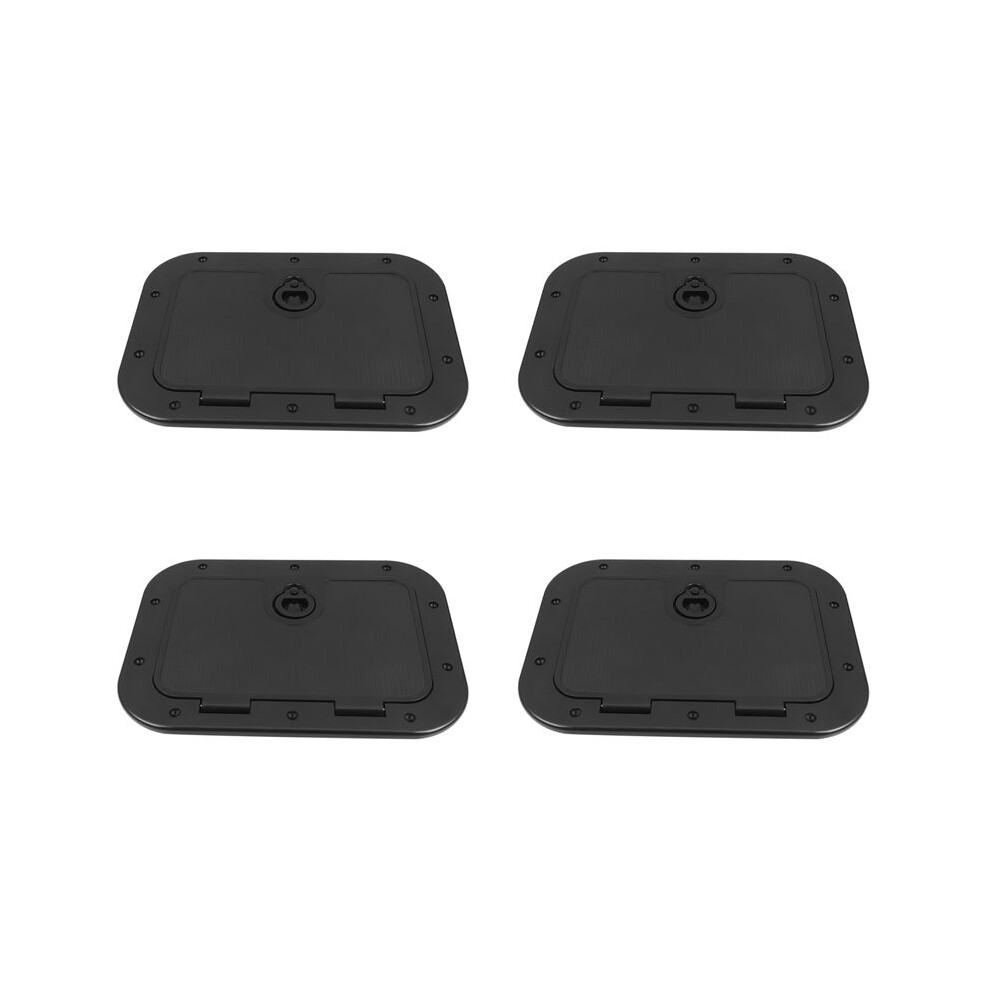 4X Marine Deck Plate Access Cover Pull Out Inspection Hatch With For Boat Kayak Canoe, 380 X 280Mm - Black 6033509236988