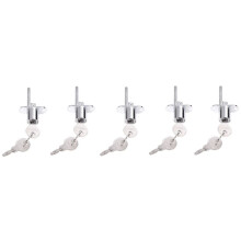 5pcs 19mm Cylinder Diameter Silver Tone Metal Drawer Plunger Lock with 10 Keys