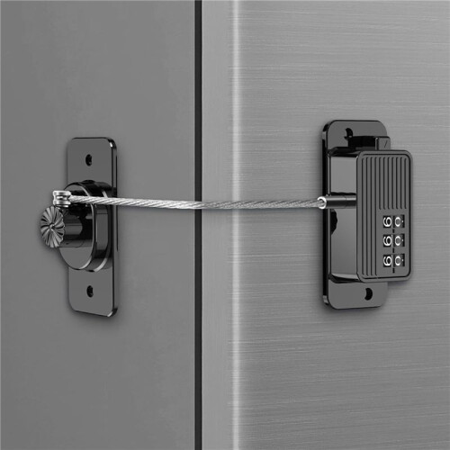 2X Fridge Lock, Refrigerator Lock, Keyless One-Click Access, Customizable Password, Child Safety Combination Lock Black 1