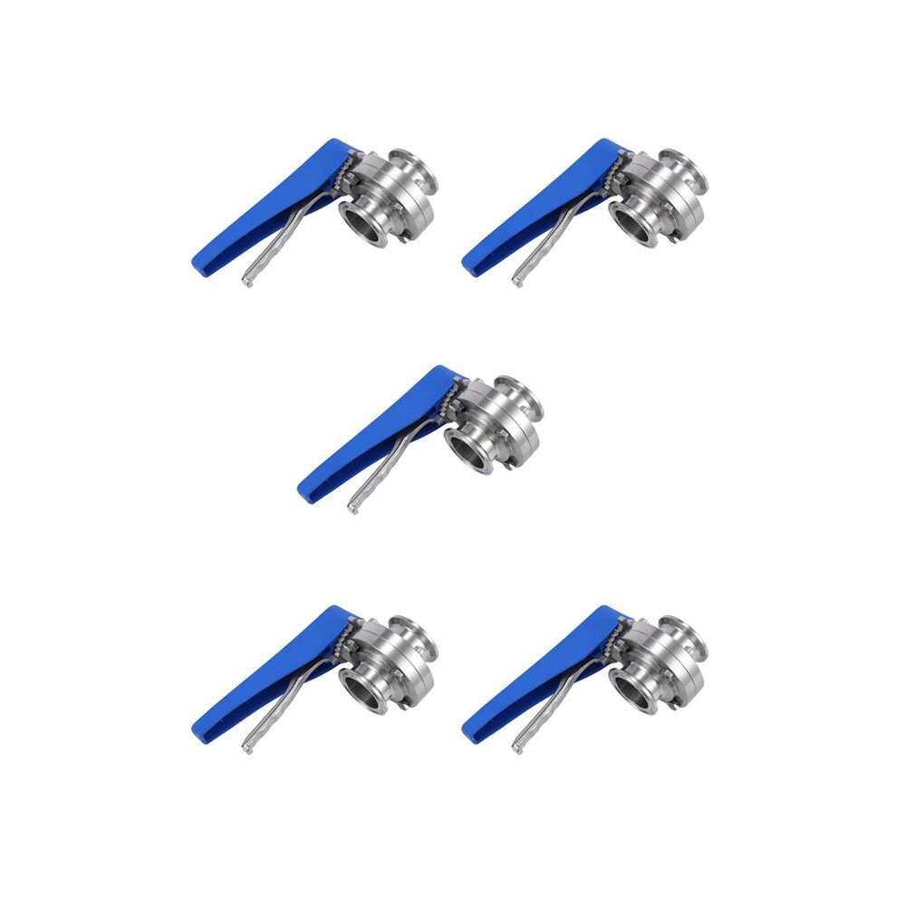 5Pcs 1-1/2 Inch 38Mm Ss304 Stainless Steel Sanitary 1.5 Inch Tri Clamp Butterfly Valve Squeeze Trigger 4712730786531