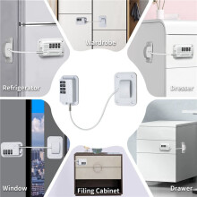 5X Fridge Lock 4-Digit Combination Lock for Refrigerators, Freezers and Cabinets, No-Drill Installation Child