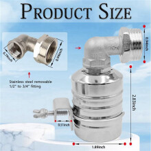 2pcs 1/2 Inch to 3/4 Inch Water Float Valve,304 Stainless Steel Fully Automatic Water Level Control Float Valve