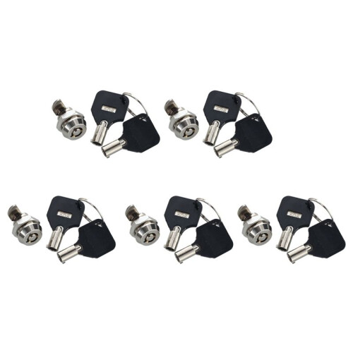 5pcs 12mm Threaded Keyed Quarter Turn Cam Lock for Drawer Box Locker