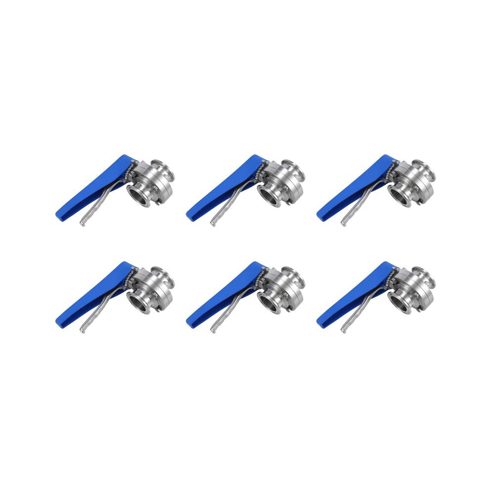 6Pcs 1-1/2 Inch 38Mm Ss304 Stainless Steel Sanitary 1.5 Inch Tri Clamp Butterfly Valve Squeeze Trigger 6034170447642