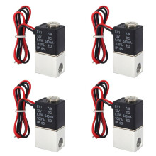 4X DC12V Solenoid Valve 1/4 Inch 2 Way Normally Closed Direct-Acting Pneumatic Valves for Water Air Gas