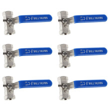 6pcs 1/2 Inch Lever Female/Female  Valves Long Handle 316 Stainless Steel WOG1000