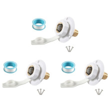 3X RV Water Inlet Connection City Water Fill Inlet Flange Brass with Check Valve RV Water Hose Connector White