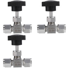 3X Adjustable Needle Valve O.D 8mm Tube Stainless Steel 304 High Pressure Acid Proof Straight Card Set Crane