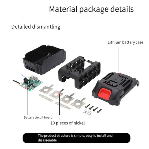 6X Power Tools Case BMS 21V Battery Storage Box for Wireless Electric Angle Grinder Cutting 18650 Battery Case 2