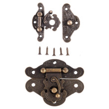 2 Set Antique Retro Vintage Decorative Wooden Jewelry Box Hasp Pad Chest Lock, Extra Small & Medium