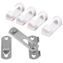 1Set Hasp METAL Hasp Lock Sliding Door Lock for Window Cabinet Fitting & 20Pcs Wire Fixing Clamp Clip White