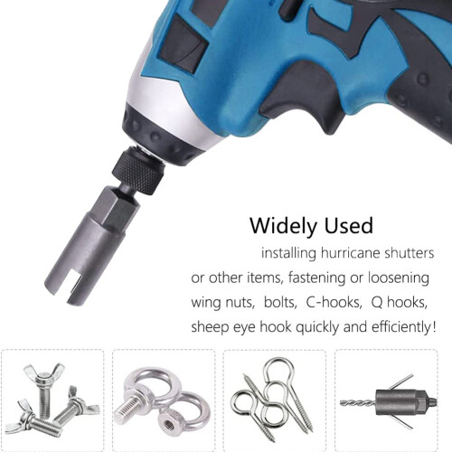 5 PCS Power Wing Nut Driver Set with 1/4 Inch Hex Shank Slot Wing Nuts Drill Bit Socket Wrenches Tools Set for Panel