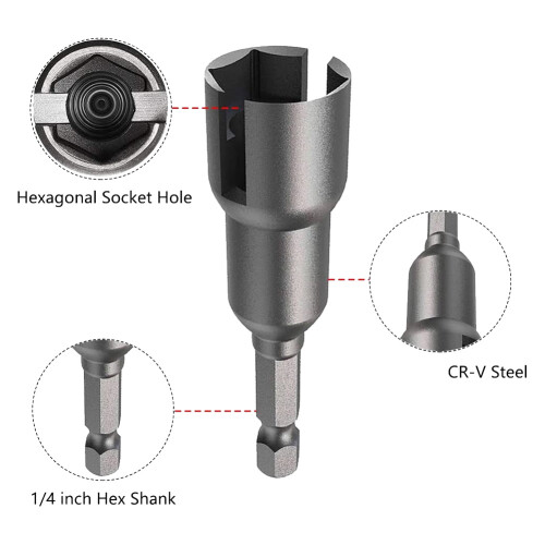 5 PCS Power Wing Nut Driver Set with 1/4 Inch Hex Shank Slot Wing Nuts Drill Bit Socket Wrenches Tools Set for Panel