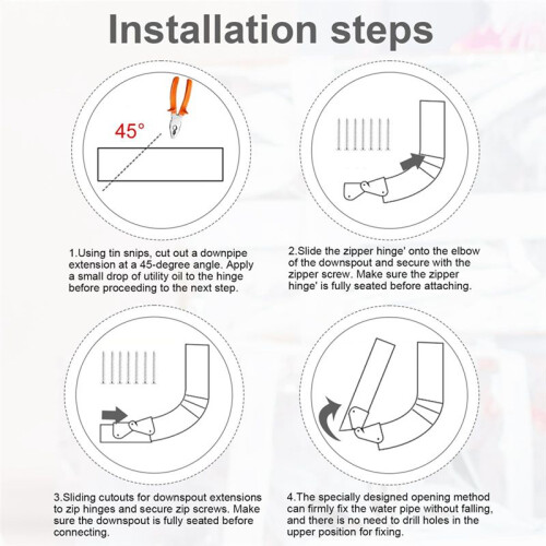 6Pcs Gutter Extension Hinge, Stainless Steel Downspout Extension Hinge ZipHinge Gutter Extension Can Easy Installation 2
