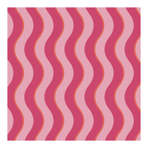 ENVY Envy Making Waves Raspberry & Tangerine Pink Stripe Wallpaper