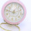 Round Quartz Alarm Clock with Night Light, Creamy White & 5