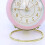 Round Quartz Alarm Clock with Night Light, Creamy White & 3