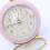 Round Quartz Alarm Clock with Night Light, Creamy White & 4