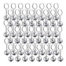 48Pcs Set Disco Keychain Mirror Keyring Reflective Key Chain Pendant