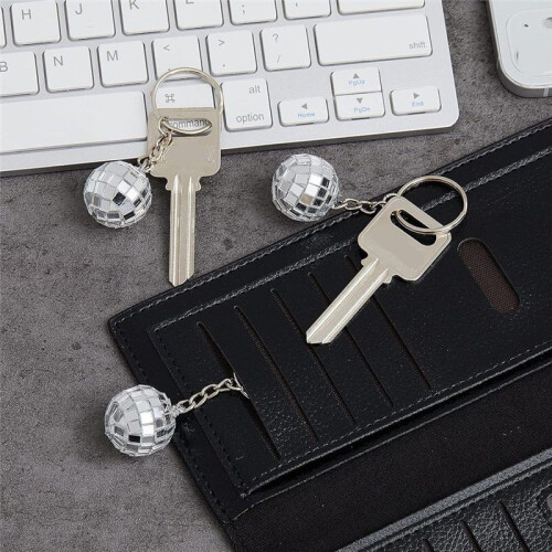 48Pcs Set Disco  Keychain Mirror Keyring Reflective  Key Chain Pendant 2