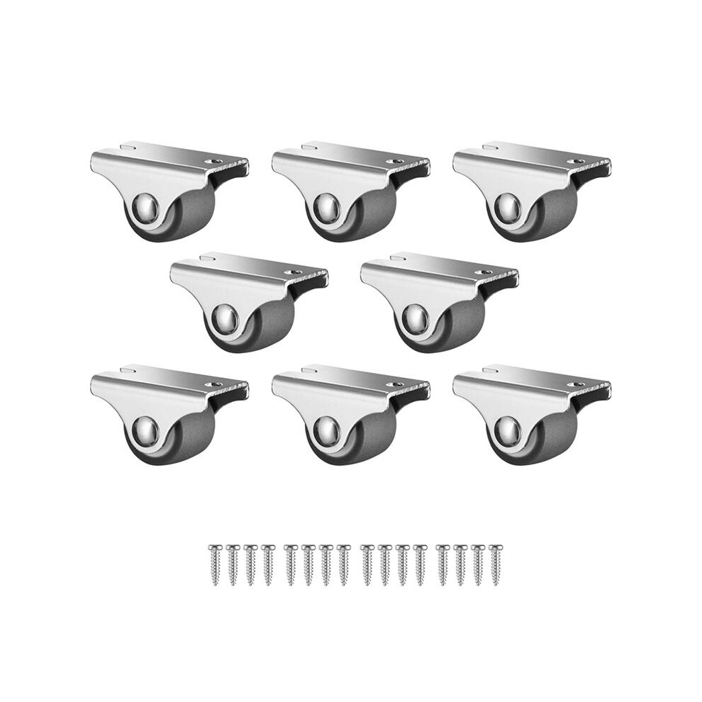 Fixed Caster Wheels ,Low Profile Small Casters With Screws, Silent Rubber Rigid Caster Wheels For Furniture 8 Pack 6031977076211