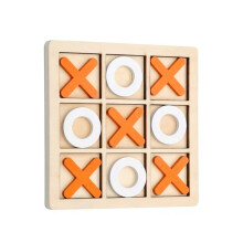 Tavola di Legno Gioco Tic-Tac Toe XO Gioco da Tavolo Giocattolo Classico Famiglia Bambini Puzzle Gioco Giocattoli Educativi Arancione + Bianco